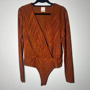 Vintage- looking Orange Long sleeve Bodysuit